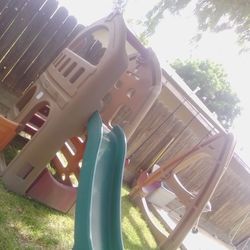 Step 2 Swing Set.  Beige  Burgundy And Green  Two Summers Old