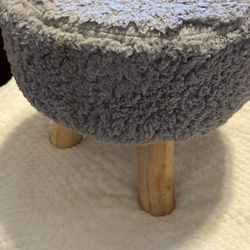 Small Gray Fleece Footstool 