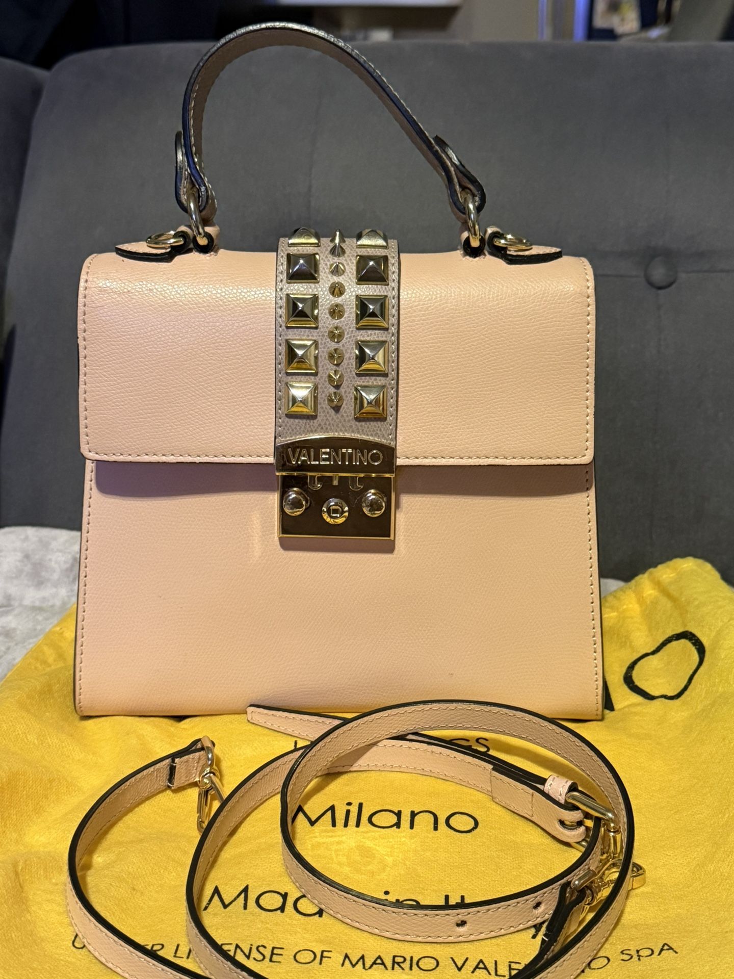 Valentino Mini Cleo Palmellato Leather Top Handle Bag