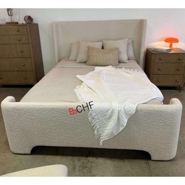Taupe Chenille Queen / Eastern King Size Bed Frame - Limited Time Offer