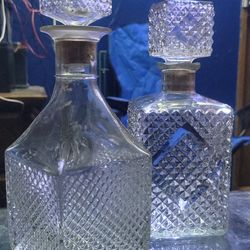 2 Diamond Cut Decanters From 1960s