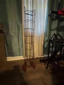DVD storage rack metal with wood base