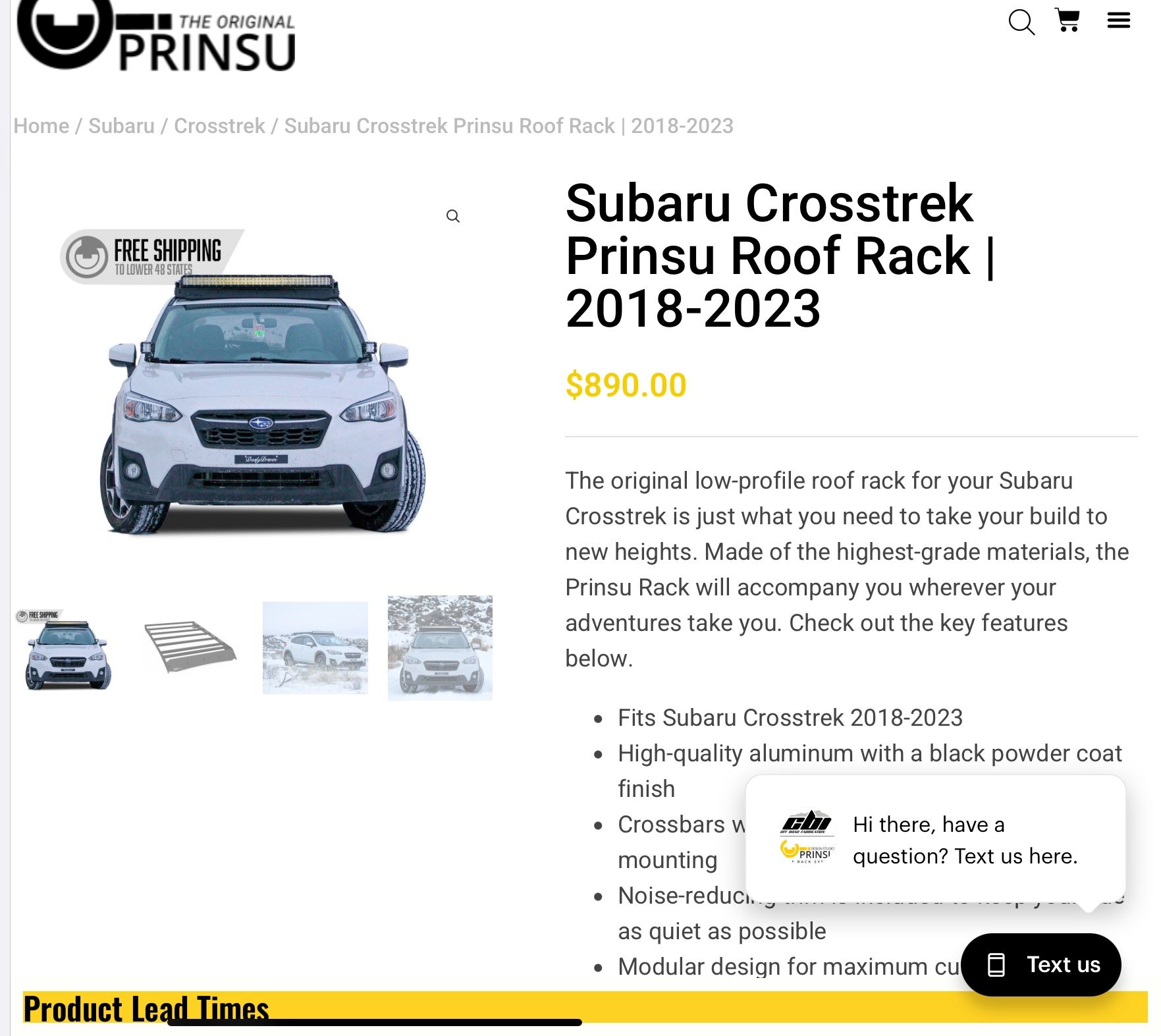 Roof Rack Crosstrek Prinsu