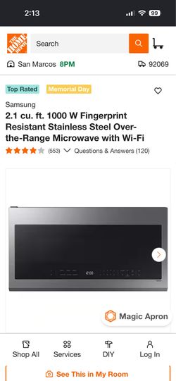 New (Open Box) Samsung Stainless Steel Microwave