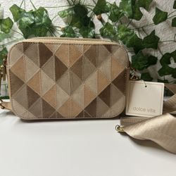 Dolce Vita bag. Corra brown patchwork camera bag