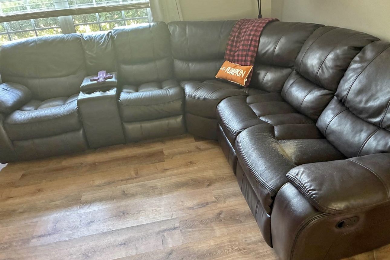 Leather Recliner Sectional Couch 
