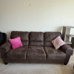 Comfy 3-Seater Brown Faux Leather Sofa – Great Condition!