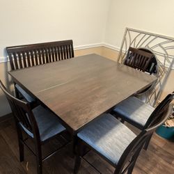 High-top Wooden Dining Table Set