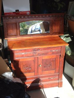 Eastlake washstand with matching mirror. (Circa 1800’s)