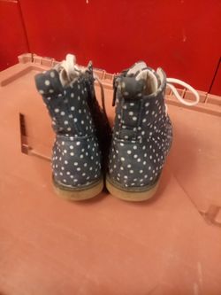 Cat And Jack Blue & Pink Polka Dots Boots Zip And Lace Up  Size 9 Used