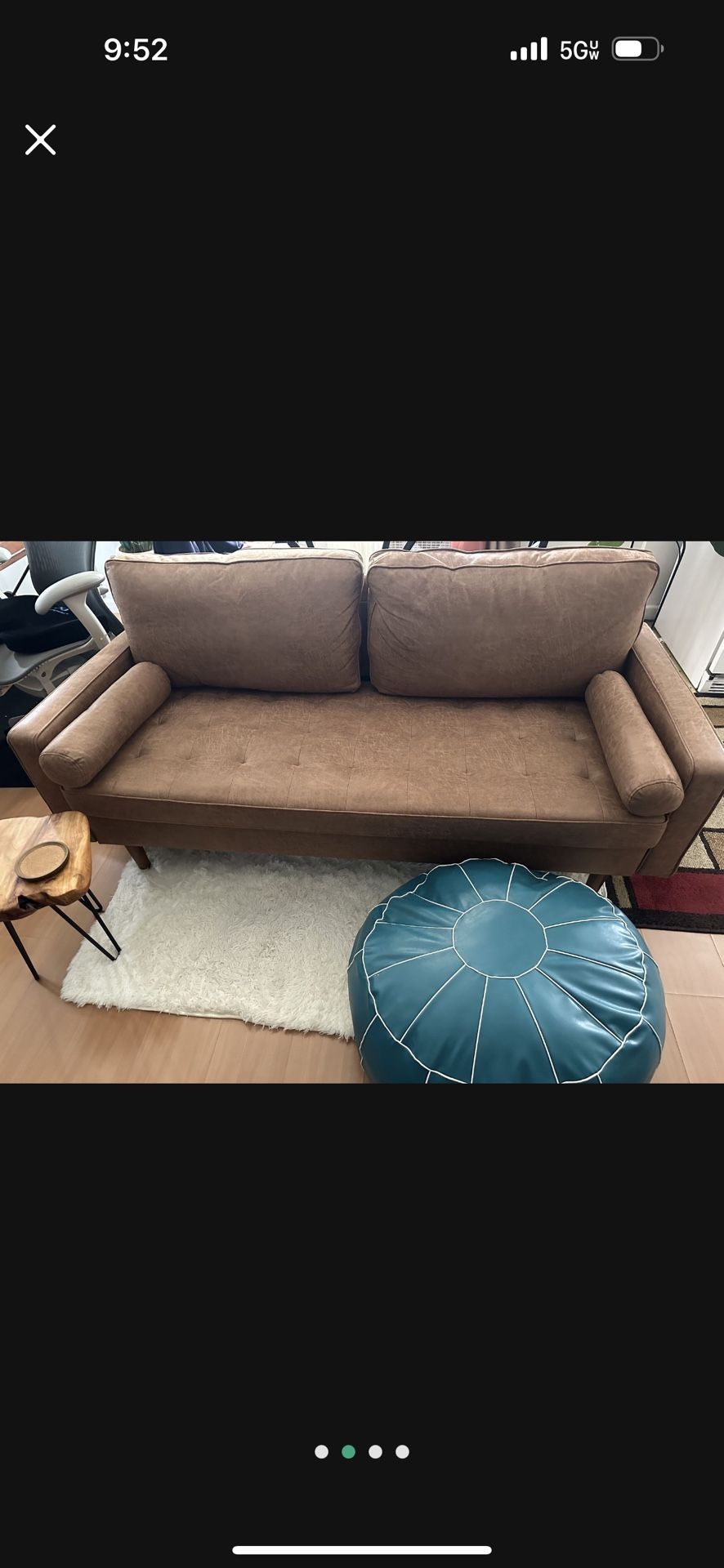 Minimalist Brown Leather Sofa