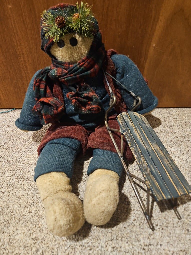 Stuffed Snowman with Sled