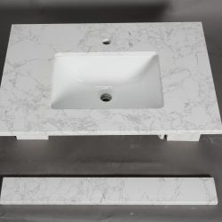 New 30" Quartz Single Vanity Top with Sink for Bathroom