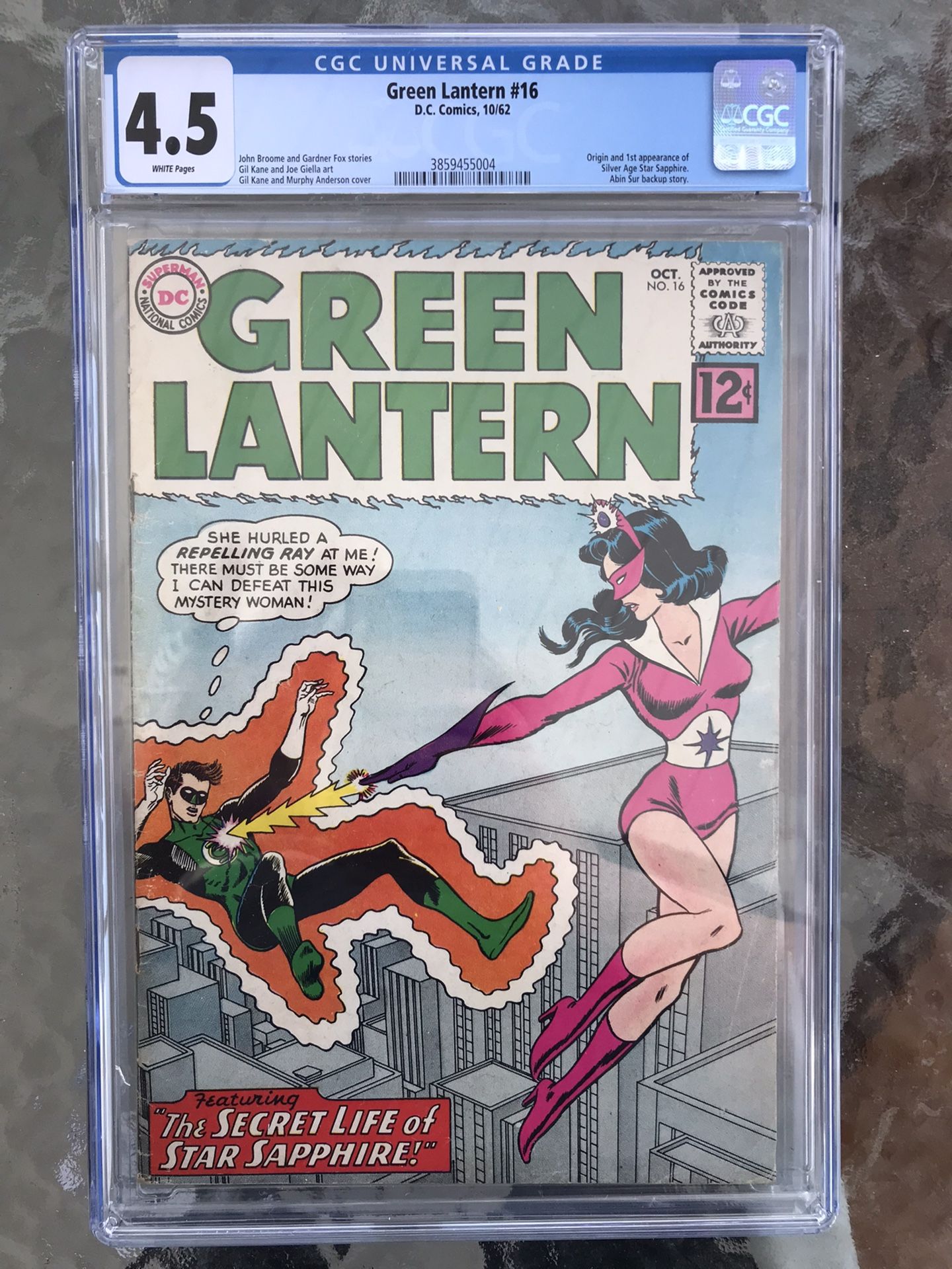 Green Lantern #16 (1962) CGC 4.5 — White Pages; 1st & Origin of Star Sapphire