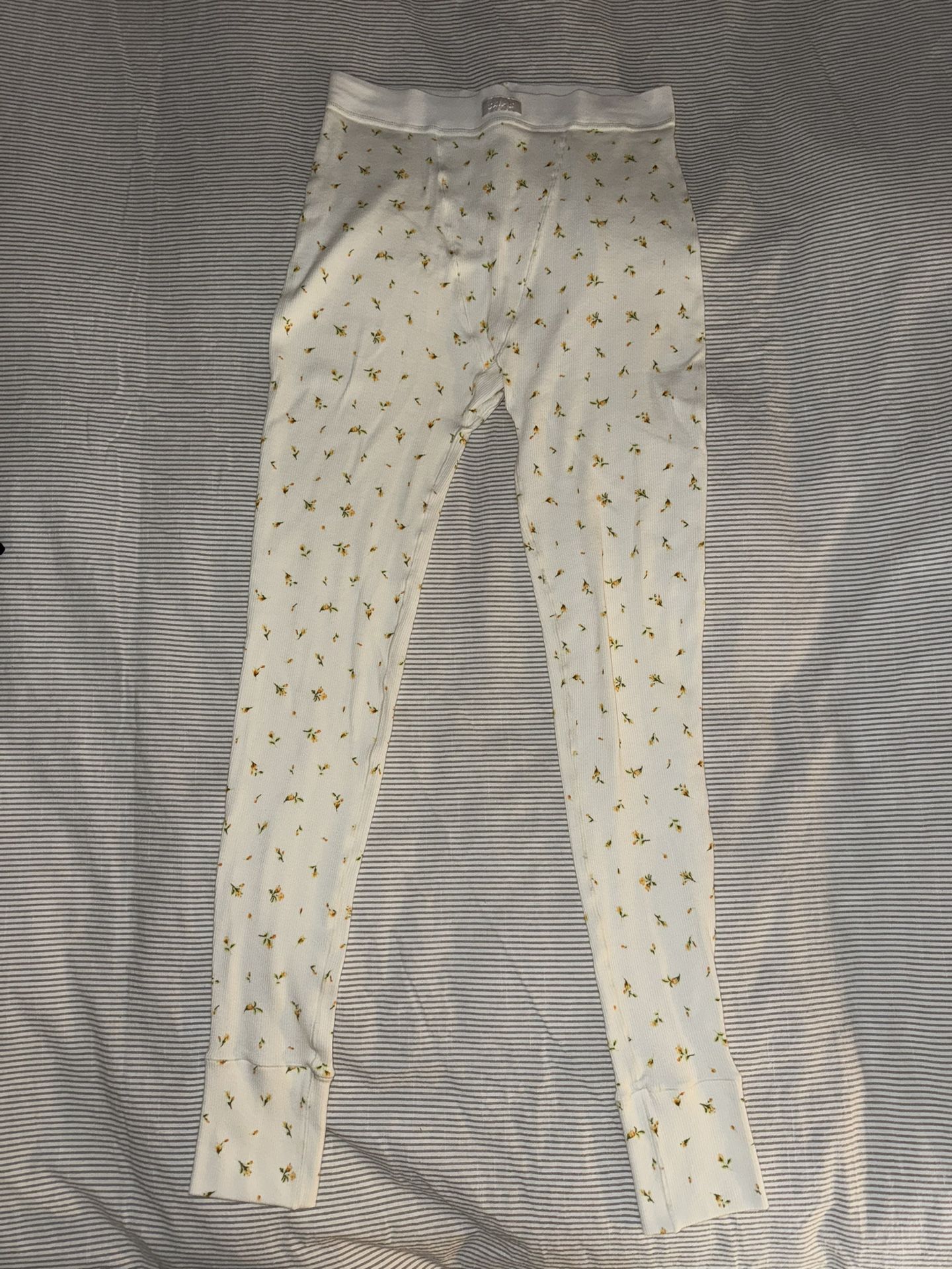 Skims Cotton Ribbed Floral Leggings