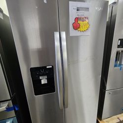 24.6 cu. ft, Side by Side Refrigerator in
Whirlpool
Fingerprint Resistant Stalaless Steel