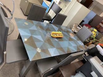 New Glass Top Dining Table with 6 chairs