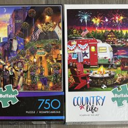 Lot of 2 Puzzles -New Orleans and 4th of July by the lake