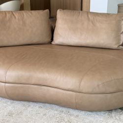 King Living Aura Island Sofa With Back Cushions In Custom Leather 