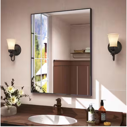 Aluminum Framed Rectangular Vanity Wall Mounted Mirror in Matte Black