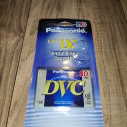 Panasonic Mini-DV 120min Blank Tape Digital Video Cassette. Packaging has some wear from age and storage. Sold as is.

