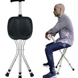  Portable Adjustable Folding Walking Cane with Seat Allows Durability While Walking and Convenience for Sitting,