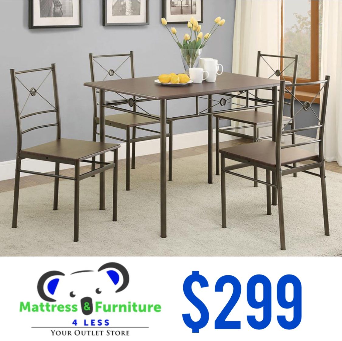 5-Piece Rectangular Dining Set Dark Bronze