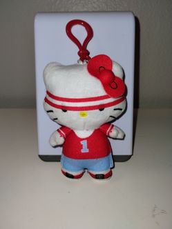 Sanrio Hello Kitty Plush Keyring 6in Red White Blue Jersey #1