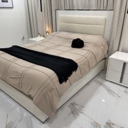 Juego De Cuarto Blanco De Madera Italiana