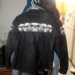 Leather Skeleton Motorcycle Jacket