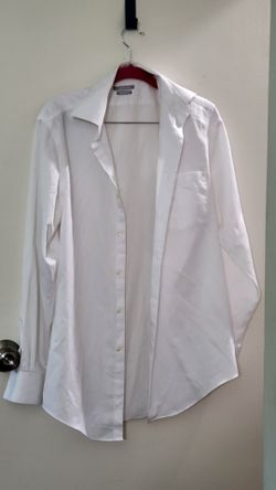 Van Heusen Lux Sateen Men's Dress Shirt White Athletic Fit 14.5 32/33 No Iron