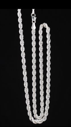 ✨ 24” Solid Sterling Silver 925 Diamond-Cut Rope Chain | 2.7mm | Premium Quality ✨