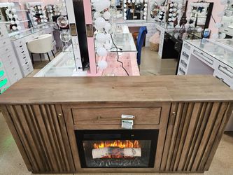 Fluted Solid Wood Fireplace Console.