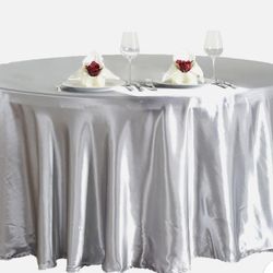 Set of 6 Silver 108" Round Satin Tablecloth Light Gray Party Home Kitchen Tabletop Linens