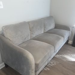 Small Grey velvet 3 Seater Sofa