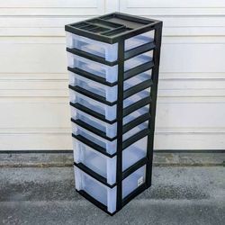 8 level black and clear plastic storage sliding drawer portable tower lightweight storage organizer