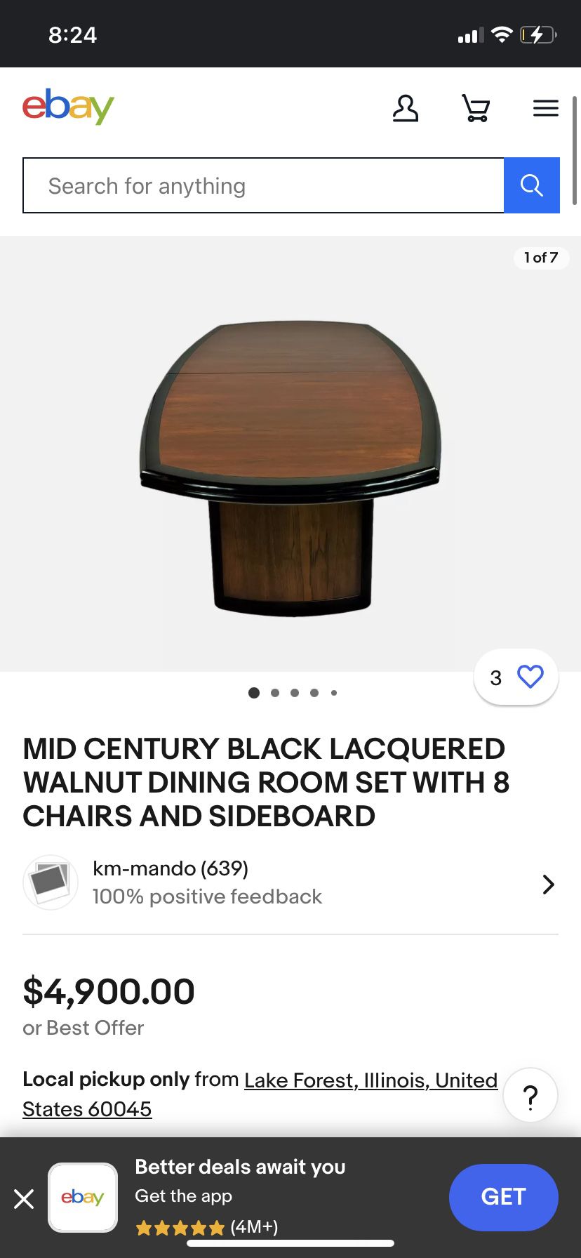 Dining Table Real Walnut Wood 