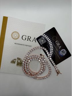 Vvs1 Moissanite Tennis Necklace Rose Gold Plated 22inch 5mm (crazy shine)