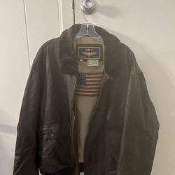 Landing Leathers USA Navy G-1 Leather Flight Bomber Jacket Mens XL NWT Fur Black