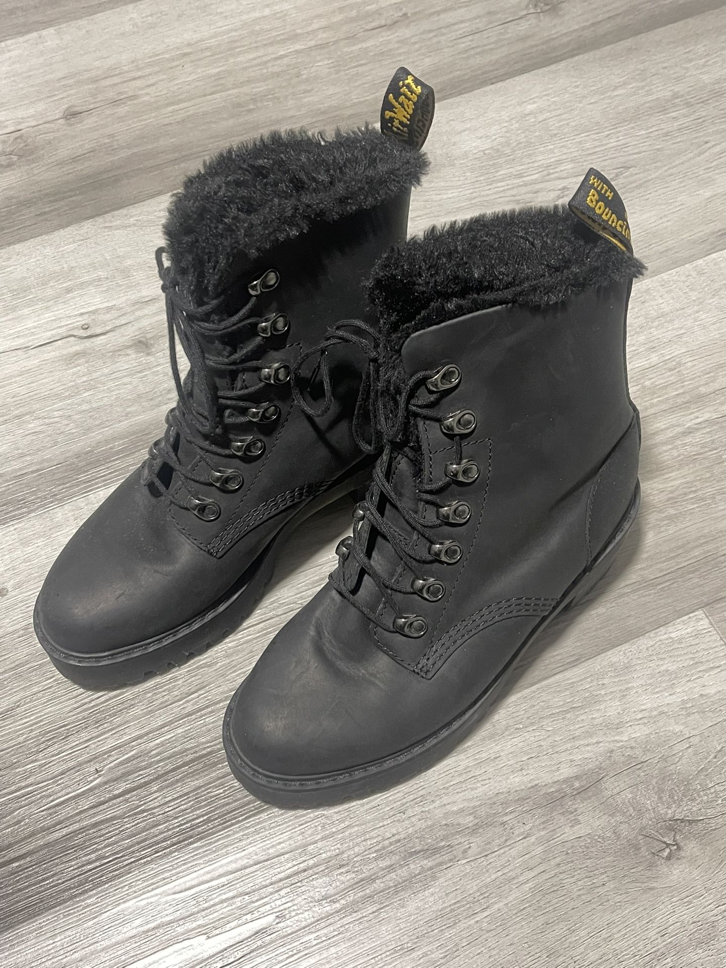 Dr. Martens Leona Fur Lined Heeled Platform Boots