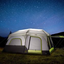 CORE 10 Person Lighted Instant Cabin Tent with Awning