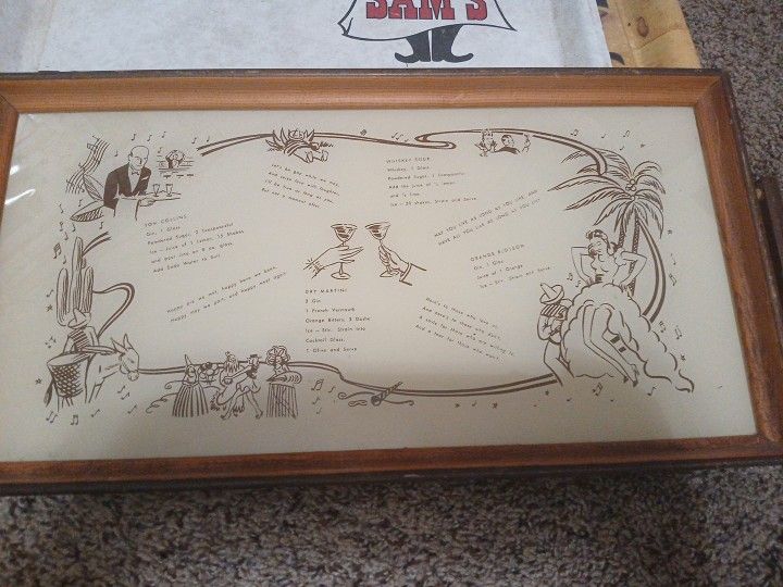 1979 Bamboo Glass Bartenter Book Tray 18x9"