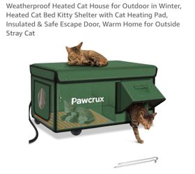 Cat House for Outside Insulated Cat House Outdoor Weatherproof Feral Cat Shelter with Heated Pad, All-Round Thermal Liner, Secure Escape Doors