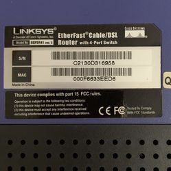 Linksys Router With 4 Port Swchit