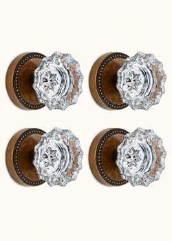 Asidrama 4 Pack Antique Brass Dummy Crystal Door Knobs Non-Turning Push/Pull Function,For Closets & French Doors,Heavy Duty Construction,Fits Left & R