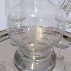 Antique  Crystal  Wine  Butler  With  Glass 