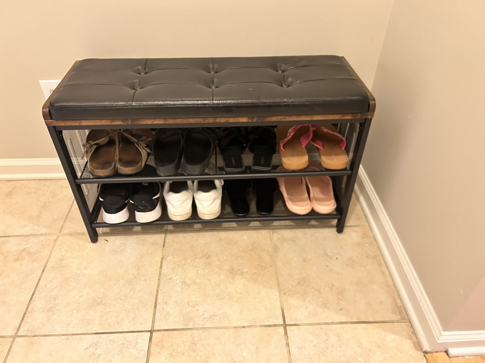 Padded Storage Bench Shoe Rack