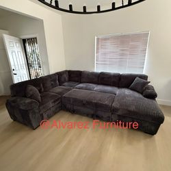 Corduroy sectional sleeper with storage