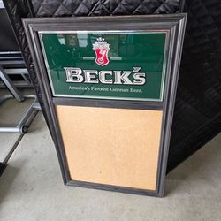 Vintage Beck's Brewery advertising mirror and Cork board