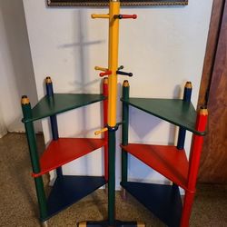 1980s Pierre Sala children's pencil shelves and coat rack.
